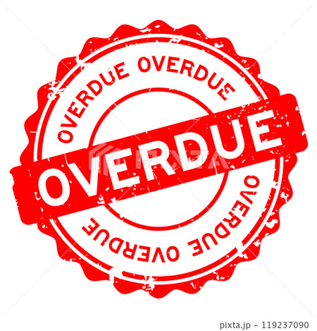 Grunge red overdue word round rubber seal stamp on white background Grunge red overdue word round rubber seal stamp on white background 119237090