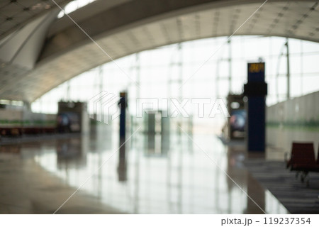 Empty the terminal at the airport boarding gate. airport departure hall for travel and transportation concept. Blur background. 119237354