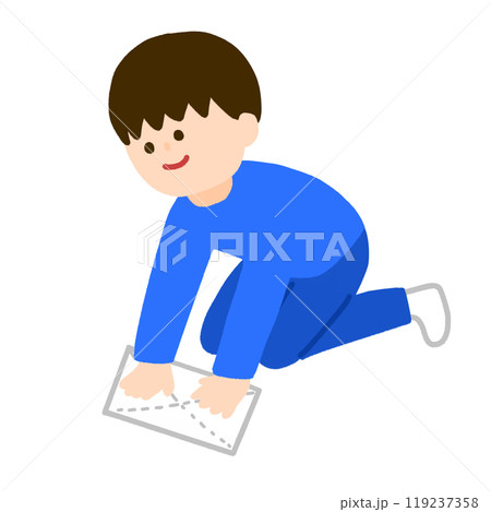 雑巾がけをしている男の子 119237358