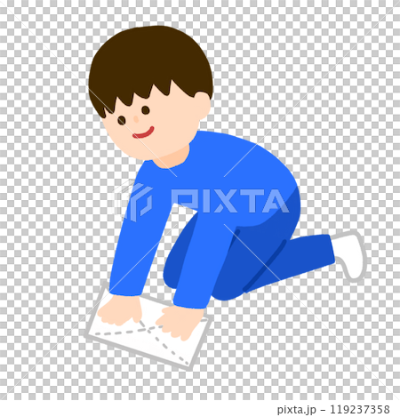 雑巾がけをしている男の子 119237358