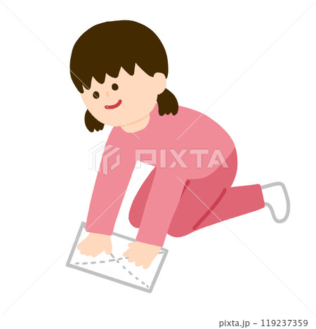 雑巾がけをしている女の子 119237359