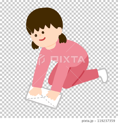 雑巾がけをしている女の子 119237359