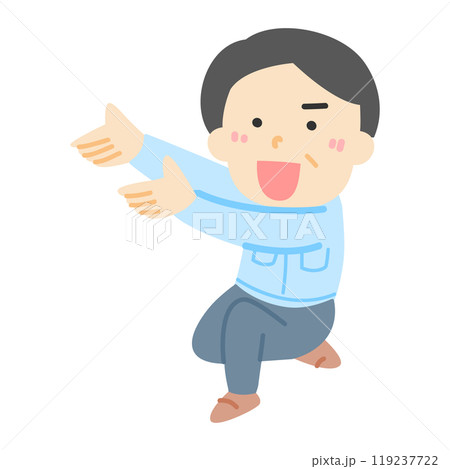 片膝をつく作業服をきた男性の塗りイラスト 片膝をつく作業服をきた男性の塗りイラスト 119237722
