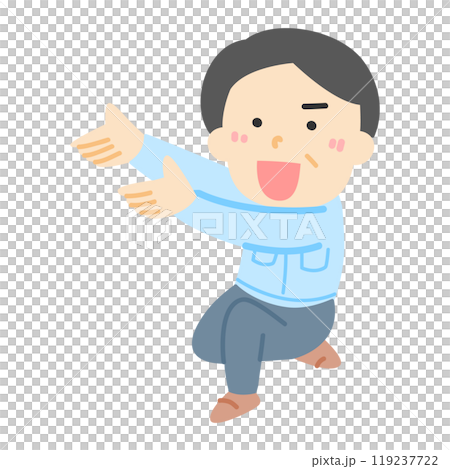 片膝をつく作業服をきた男性の塗りイラスト 片膝をつく作業服をきた男性の塗りイラスト 119237722