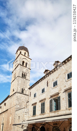 Franciscan Church tower in the old town of Dubrovnik, Croatia. Franciscan Church tower in the old town of Dubrovnik, Croatia. 119238427