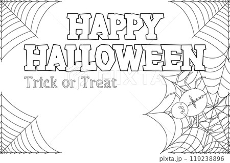 Spider Web Halloween Coloring Page for Kids 119238896