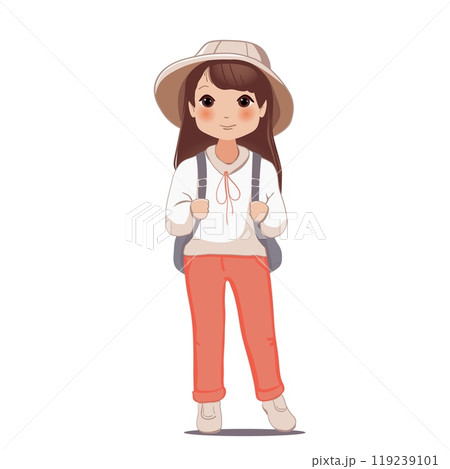 Cute school little cartoon girl with school backpack vector illustration Cute school little cartoon girl with school backpack vector illustration 119239101