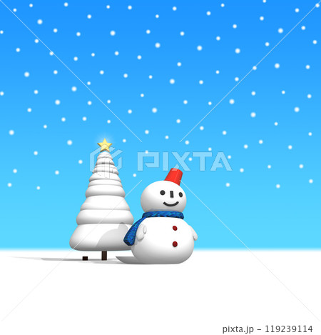 雪だるまとクリスマスツリー 119239114