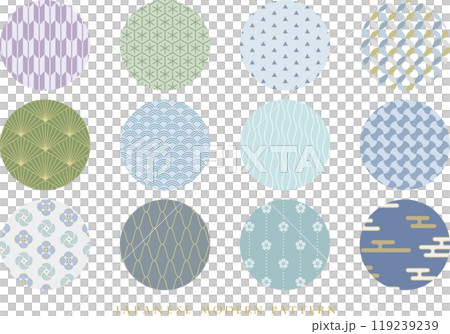 Set of blue modern Japanese patterns_1 119239239