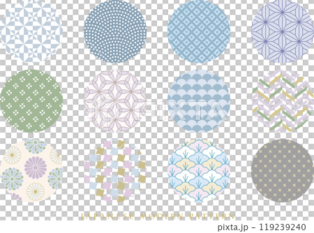 Set of blue modern Japanese patterns_2 119239240
