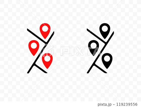 Map with pinpoints and road or street, geolocation, location and pointer, graphic design. Destination, coordinates, navigation and route, vector design and illustration 119239556