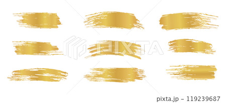 Gold brush strokes. Shiny paint spots. Bright festive highlight. Foil stripe. Gold brush strokes. Shiny paint spots. Bright festive highlight. Foil stripe. 119239687