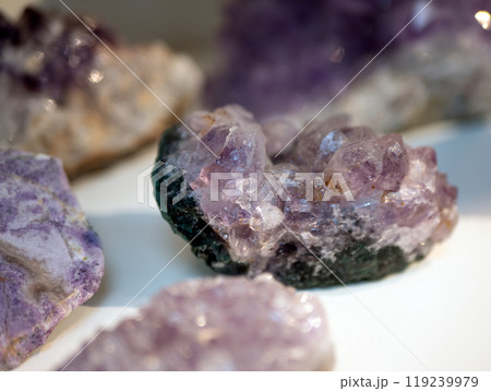 Several pieces of amethyst, close up. Symbol of royalty and a birthstone of February Several pieces of amethyst, close up. Symbol of royalty and a birthstone of February 119239979