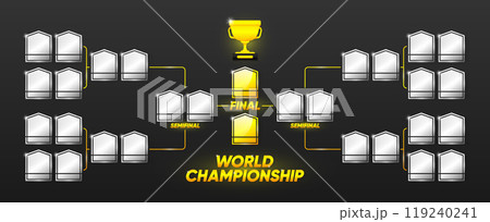 Tournament Bracket blank. World Championship. Sport game tournament championship contest. Board chart with champion trophy prize. Vector illustration. 119240241