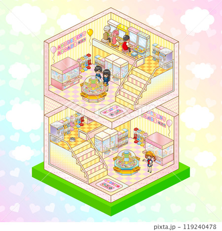 2階建てのゲームセンターのイラスト素材 119240478