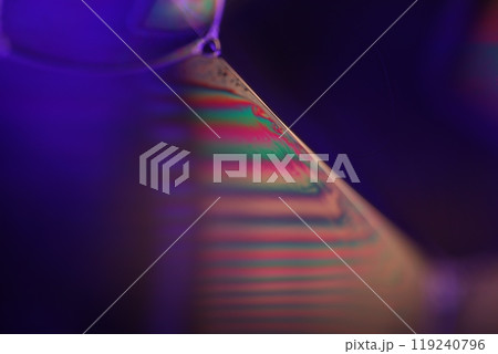 Purple and orange fluid art, fluid circle, plasma, fluid movement, dark horror background, liquid in macro, fantastic movement 119240796
