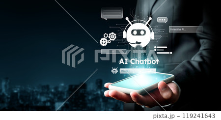 Human interact with AI artificial intelligence virtual assistant FaaS Human interact with AI artificial intelligence virtual assistant FaaS 119241643