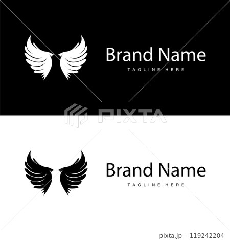 Wing Logo Design, Vector Eagle Falcon Wings, Beauty Flying Bird, Illustration Symbol 119242204