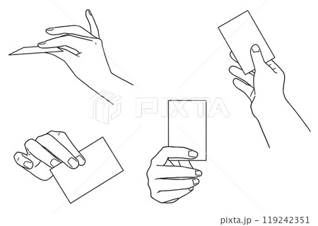 カードを持つ手(線画のみ) カードを持つ手(線画のみ) 119242351