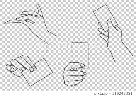 カードを持つ手(線画のみ) カードを持つ手(線画のみ) 119242351