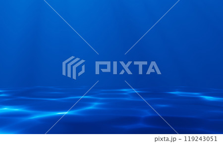 光が差す深い青の水底 119243051