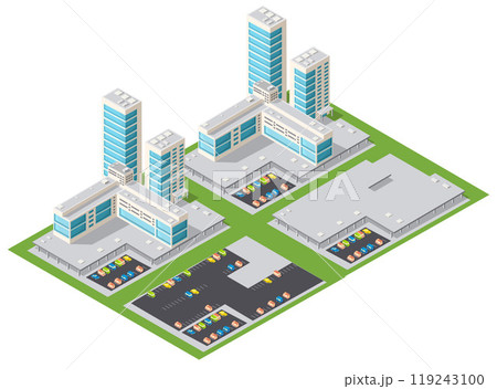 Isometric 3d illustration park trees forest nature elements 119243100