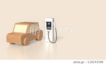The car wood and ev station for technology concept 3d rendering. The car wood and ev station for technology concept 3d rendering. 119243396