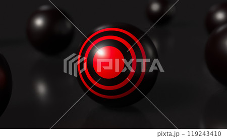 The red target on black ball for business concept 3d rendering. The red target on black ball for business concept 3d rendering. 119243410