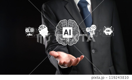 Human interact with AI artificial intelligence brain process generative AI FaaS 119243810