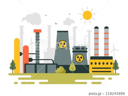 Nonrenewable Natural Energy Resources Vector Illustration Featuring Nuclear, Petroleum, Oil, Natural Gas, and Coal Fuels in a Flat Style Background Nonrenewable Natural Energy Resources Vector Illustration Featuring Nuclear, Petroleum, Oil, Natural Gas, and Coal Fuels in a Flat Style Background 119243999