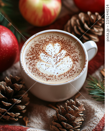 温かいコーヒーと甘いリンゴ 119244014