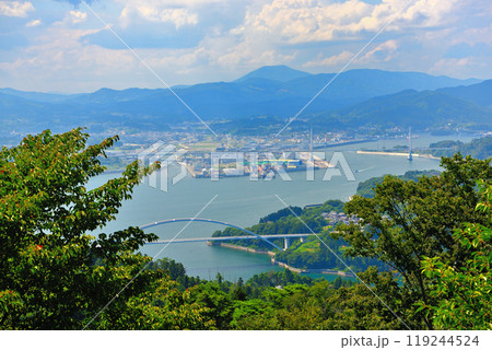 東北・気仙沼大島・亀山展望からの眺め、気仙沼大島大橋と気仙沼市内・宮城県気仙沼市(2) 東北・気仙沼大島・亀山展望からの眺め、気仙沼大島大橋と気仙沼市内・宮城県気仙沼市(2) 119244524