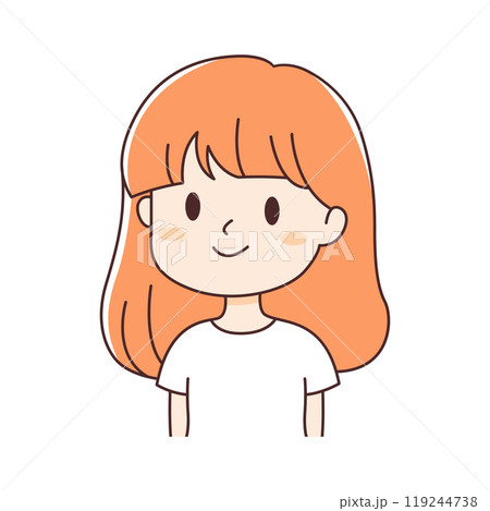 Cute Beautiful Young Girl Cartoon Character with Smiling Expression 119244738