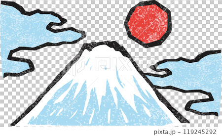 Mount Fuji, First Sunrise, Woodblock print, Ukiyo-e, Japanese painting, Hand-drawn illustration Mount Fuji, First Sunrise, Woodblock print, Ukiyo-e, Japanese painting, Hand-drawn illustration 119245292