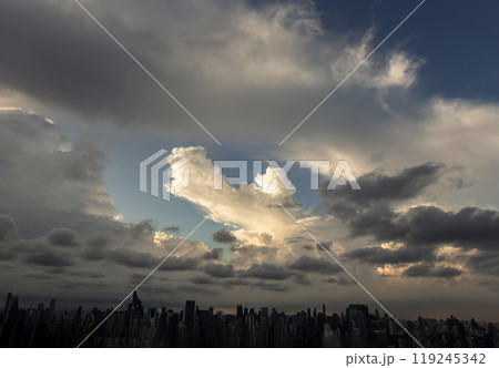 Beautiful Clouds in the Sky over Large Metropolitan City of Bangkok. Beautiful Clouds in the Sky over Large Metropolitan City of Bangkok. 119245342