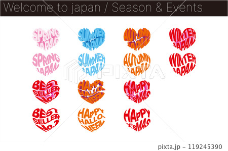 日本　NIPPON　四季　 インバウンド向け観光PRイラストデザイン 119245390