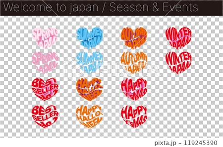 日本　NIPPON　四季　 インバウンド向け観光PRイラストデザイン 119245390