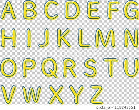 Blue dashed yellow alphabet set 119245551