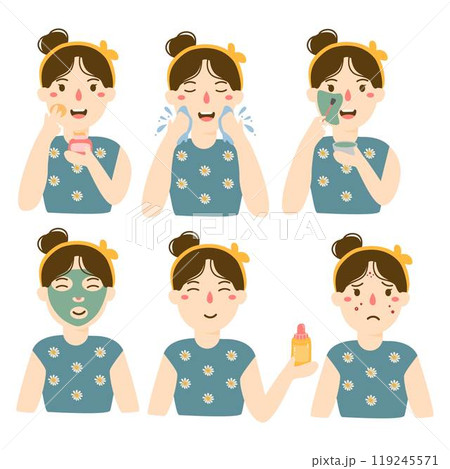 Woman skincare routine illustration collection 119245571