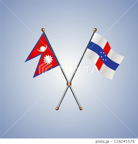 Nepal and Netherlands Antilles flags. Vector Illustration Nepal and Netherlands Antilles flags. Vector Illustration 119245578