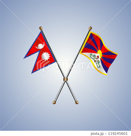 Nepal and Tibet flags. Vector Illustration 119245601