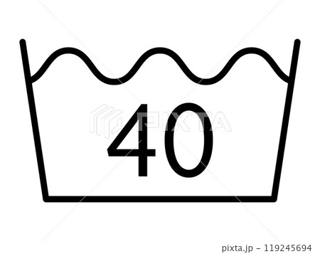 衣類の取扱表示の洗濯表示マーク、40度限度洗濯機の標準のアイコン 衣類の取扱表示の洗濯表示マーク、40度限度洗濯機の標準のアイコン 119245694