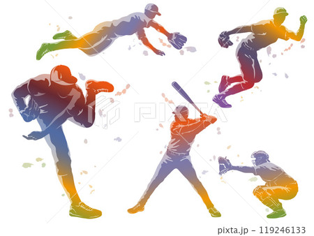 野球 ベクターシルエットイラストセット 野球 ベクターシルエットイラストセット 119246133
