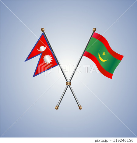 Nepal and Mauritania flags. Vector Illustration Nepal and Mauritania flags. Vector Illustration 119246156