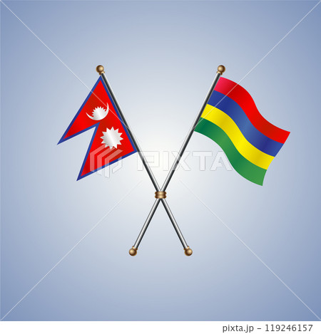 Nepal and Mauritius flags. Vector Illustration 119246157
