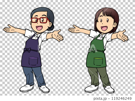 笑顔で両手を広げるカフェ店員の女性4 笑顔で両手を広げるカフェ店員の女性4 119246249