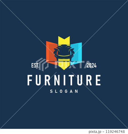 Simple elegant minimalist home interior furniture logo design illustration template Simple elegant minimalist home interior furniture logo design illustration template 119246748