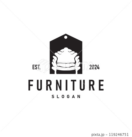 Simple elegant minimalist home interior furniture logo design illustration template Simple elegant minimalist home interior furniture logo design illustration template 119246751