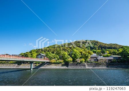 橘島と宇治川右岸を結ぶ朝霧橋 橘島と宇治川右岸を結ぶ朝霧橋 119247063