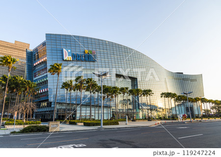 Low-angle view of the Dream Mall building in Kaohsiung, Taiwan. It was the largest shopping mall in Taiwan. 119247224